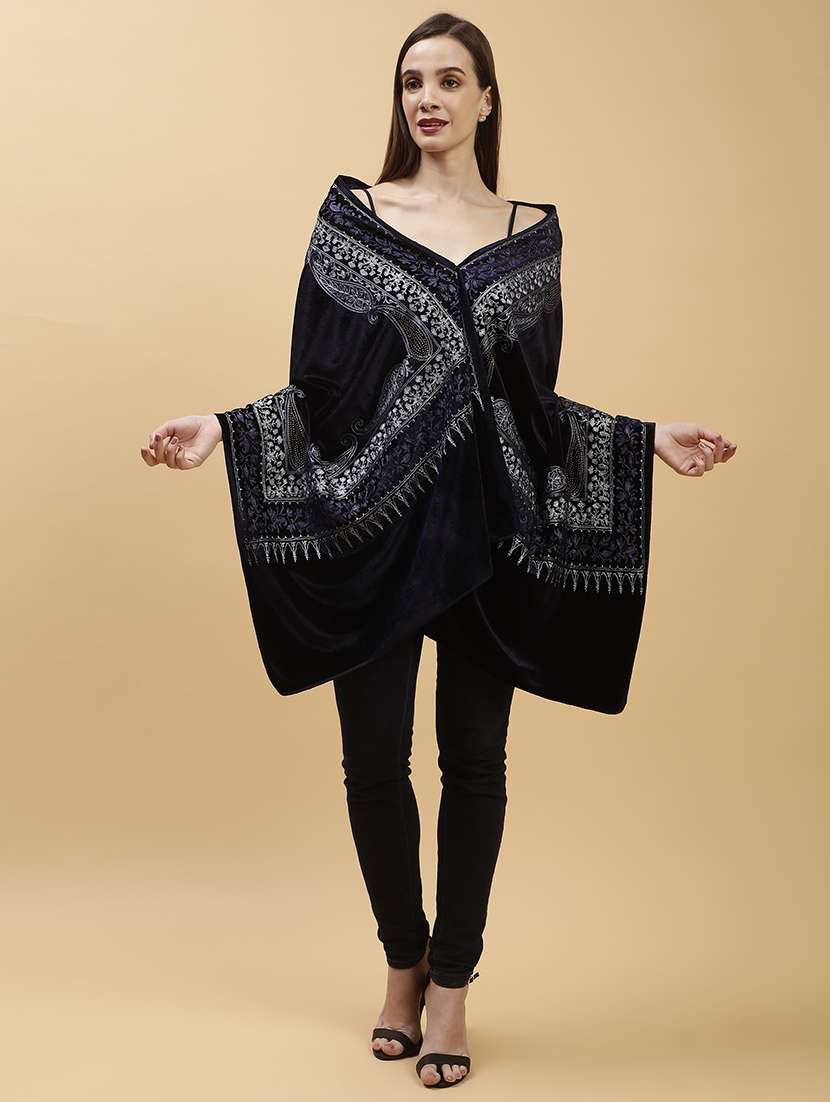 women embroidered velvet shawl - 21673283 -  Standard Image - 2
