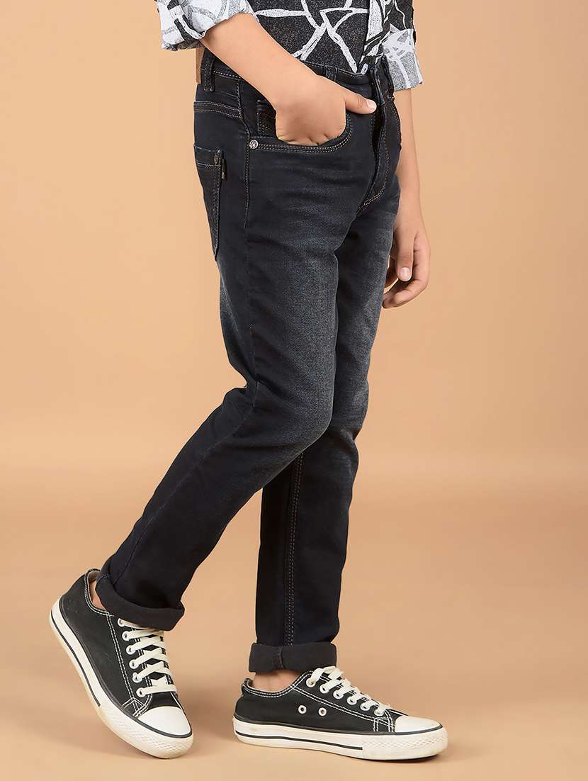 boys solid mid rise jeans - 21673294 -  Standard Image - 2