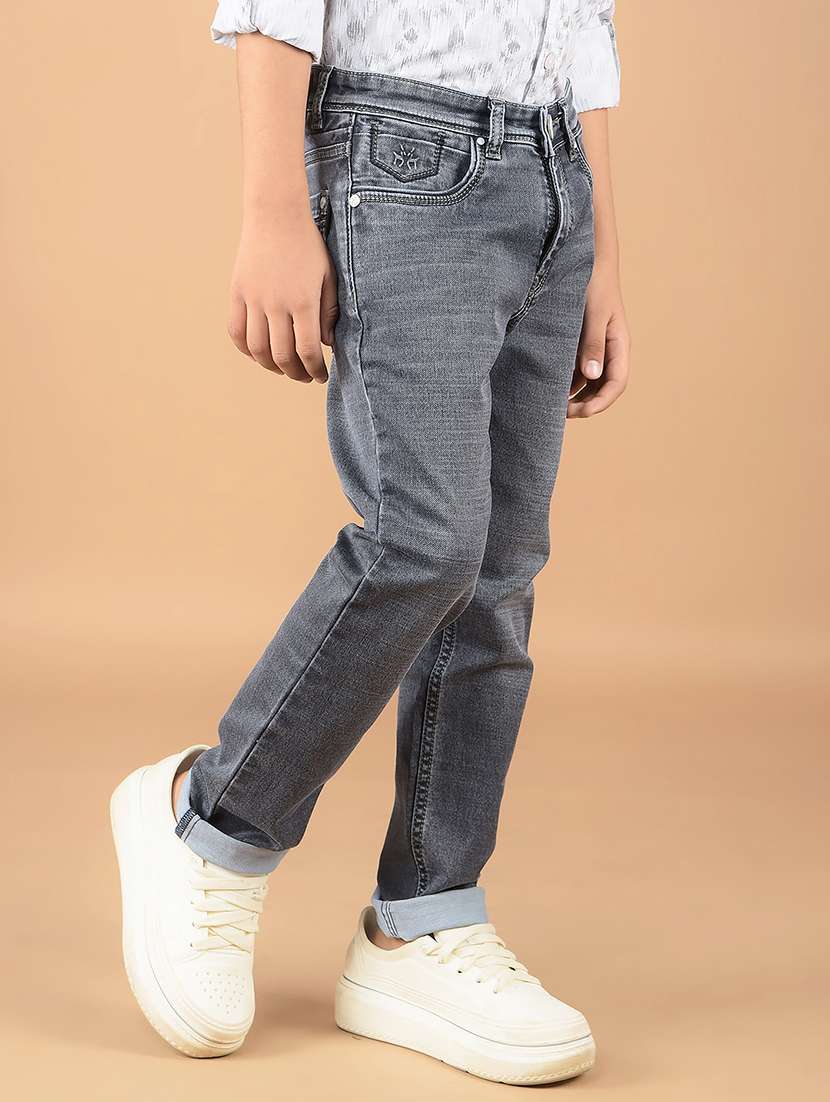 boys solid mid rise jeans - 21673297 - Standard Image - 2