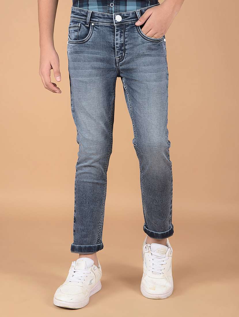boys solid mid rise jeans