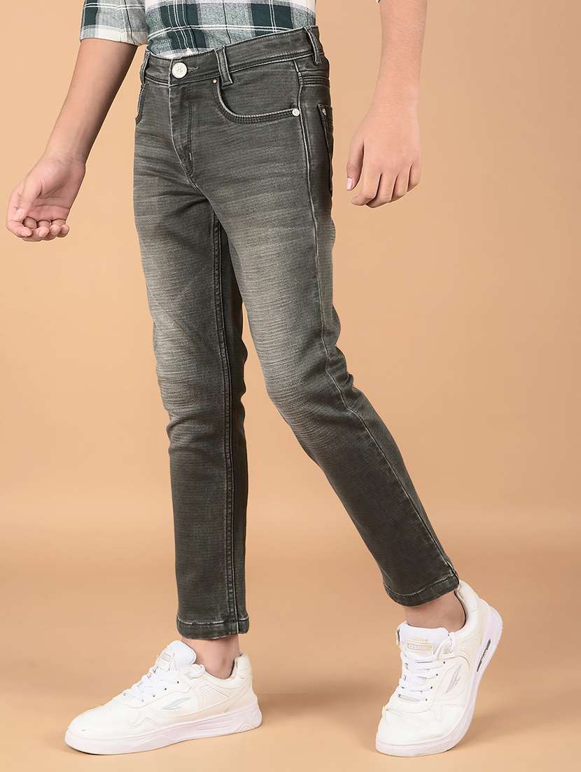 boys solid mid rise jeans - 21673309 -  Standard Image - 2