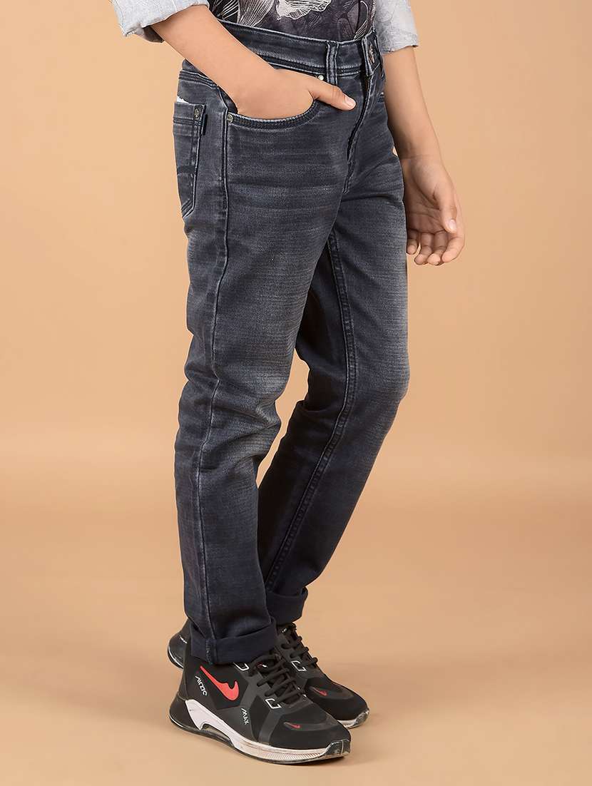 boys solid mid rise jeans - 21673311 -  Standard Image - 2