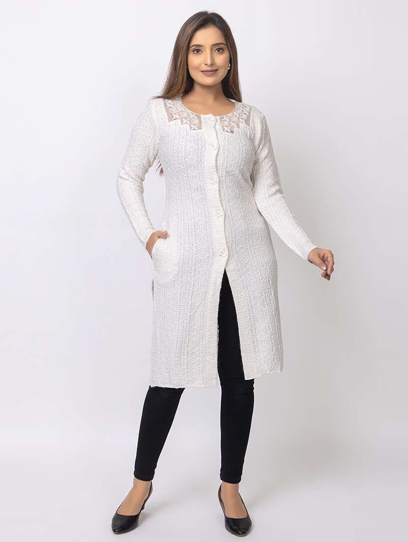 women self designed long sleeves cardigan