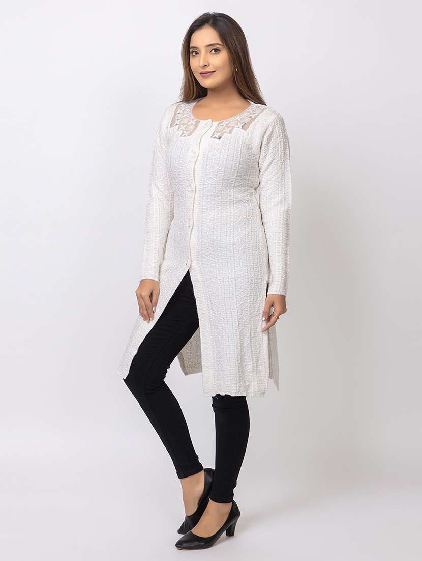 women self designed long sleeves cardigan - 21673397 - Standard Image - 2