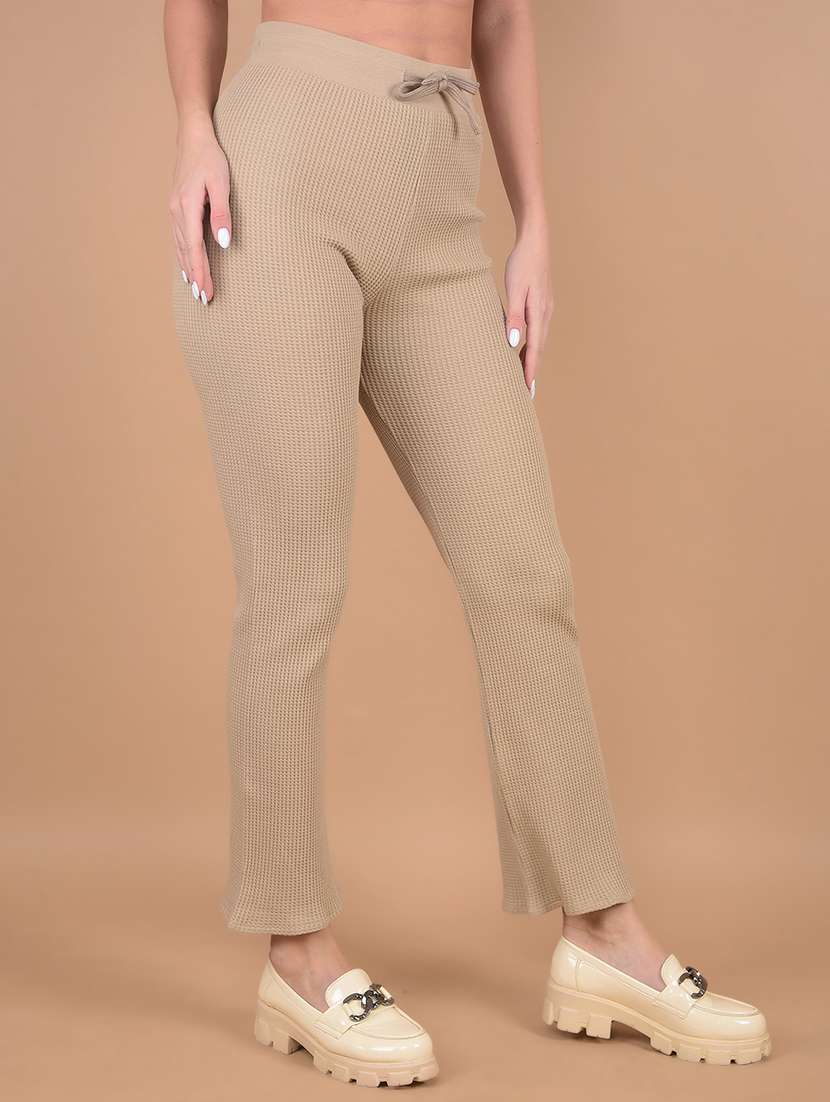 women solid high rise track pant - 21673417 -  Standard Image - 2