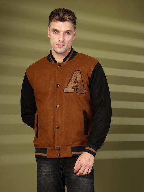 men color blocked long sleeve varsity jacket - 21673673 - Standard Image - 0