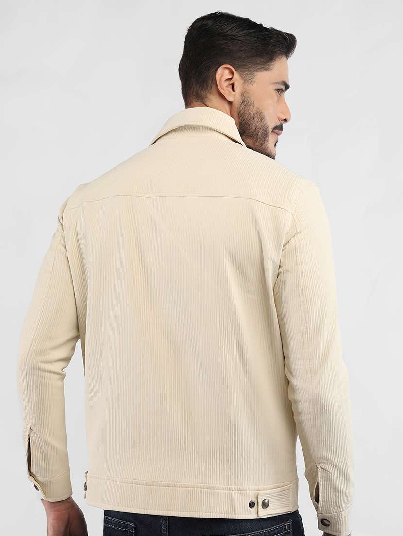 men solid collared long sleeves casual jacket - 21673695 -  Standard Image - 2