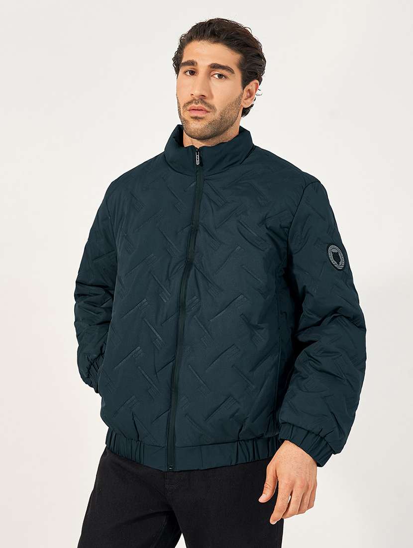 men long sleeve solid puffer jacket