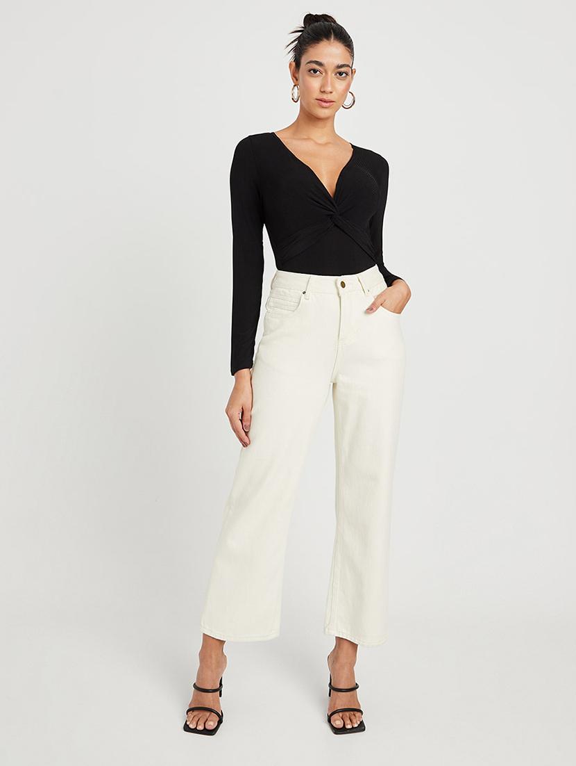 women solid long sleeves slim fit bodysuit - 21673734 - Standard Image - 2