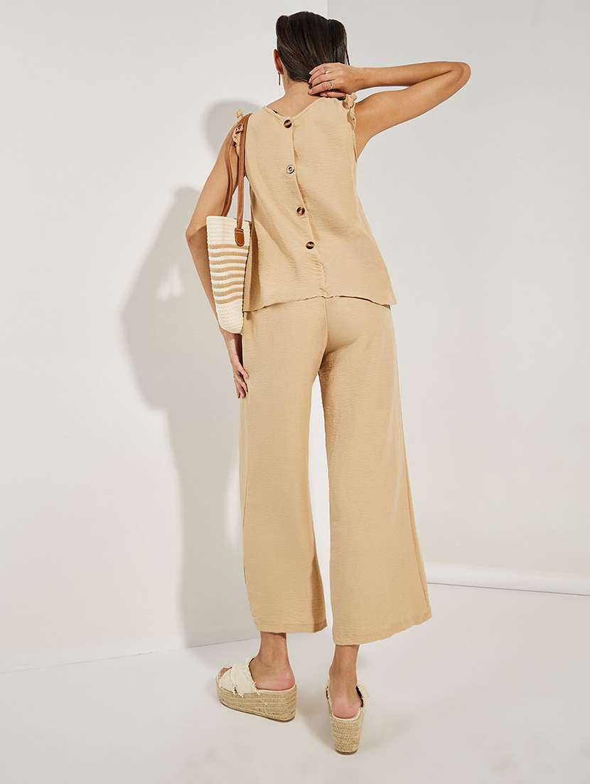 women solid top and trouser co-ord set - 21673742 -  Standard Image - 2