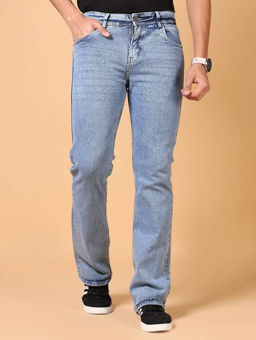 men mid rise straight fit washed jeans - 21673912 - Standard Image - 0