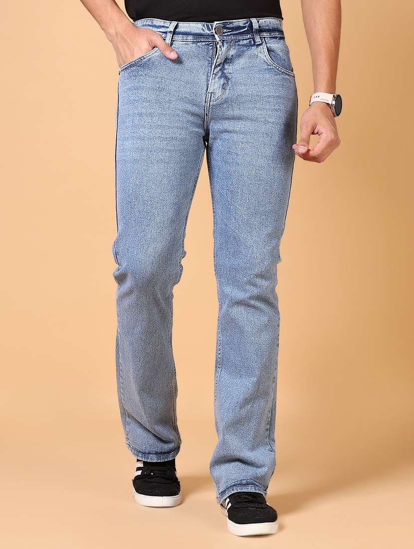 men mid rise straight fit washed jeans - 21673912 - Zoom Image - 0