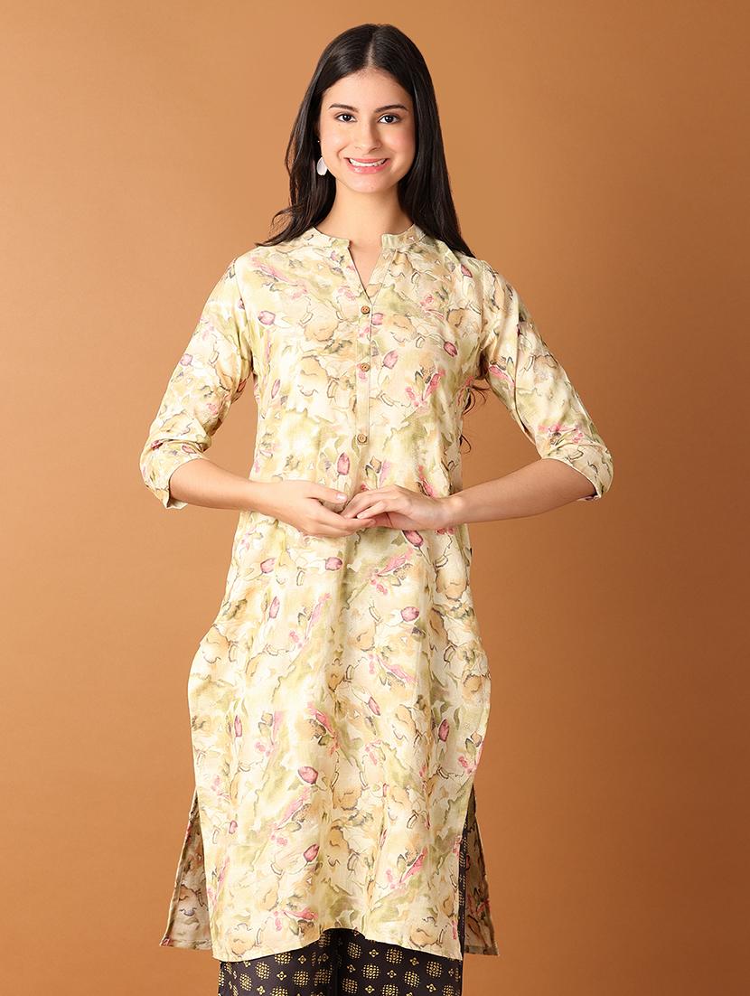 women printed three quarter sleeve straight kurta - 21673916 - Zoom Image - 0