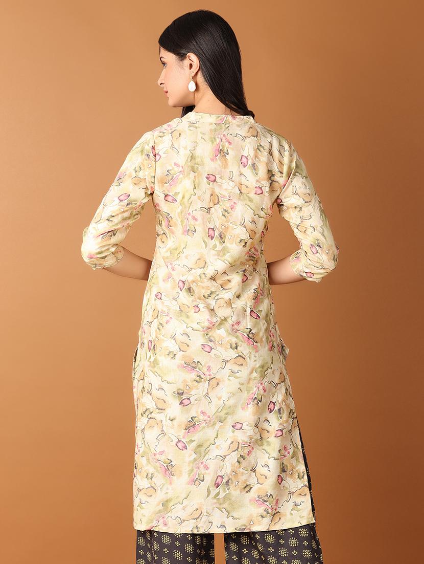 women printed three quarter sleeve straight kurta - 21673916 - Standard Image - 2