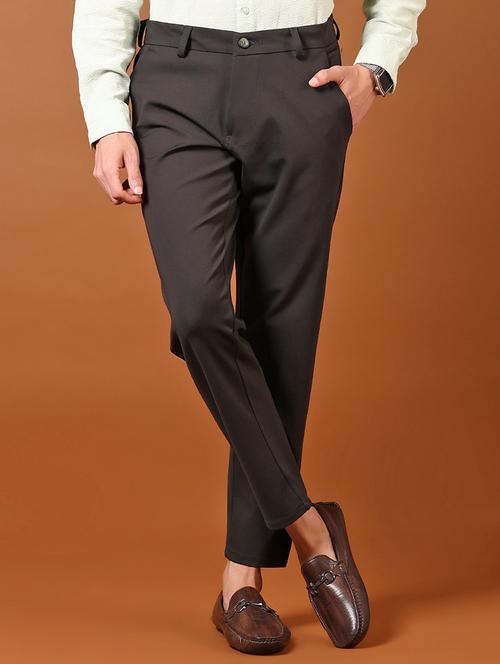 men mid rise solid flat front casual trouser - 21673962 -  Standard Image - 0