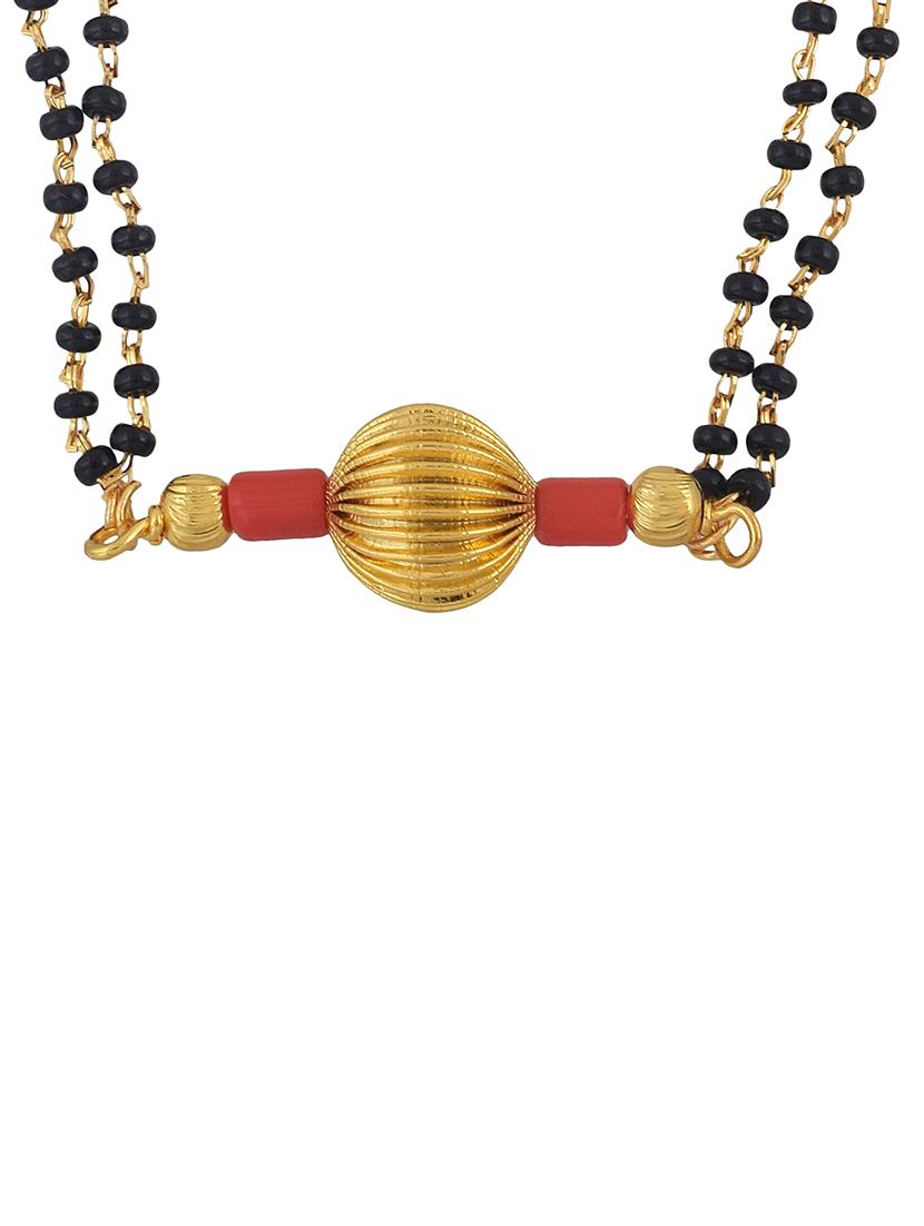 elegant black beaded mangalsutra with gold pendant - 21674020 - Standard Image - 2