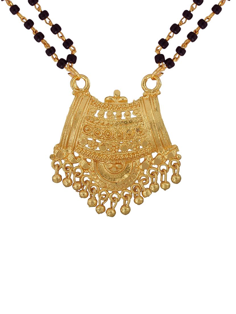 elegant black beaded mangalsutra with gold pendant - 21674021 - Standard Image - 2