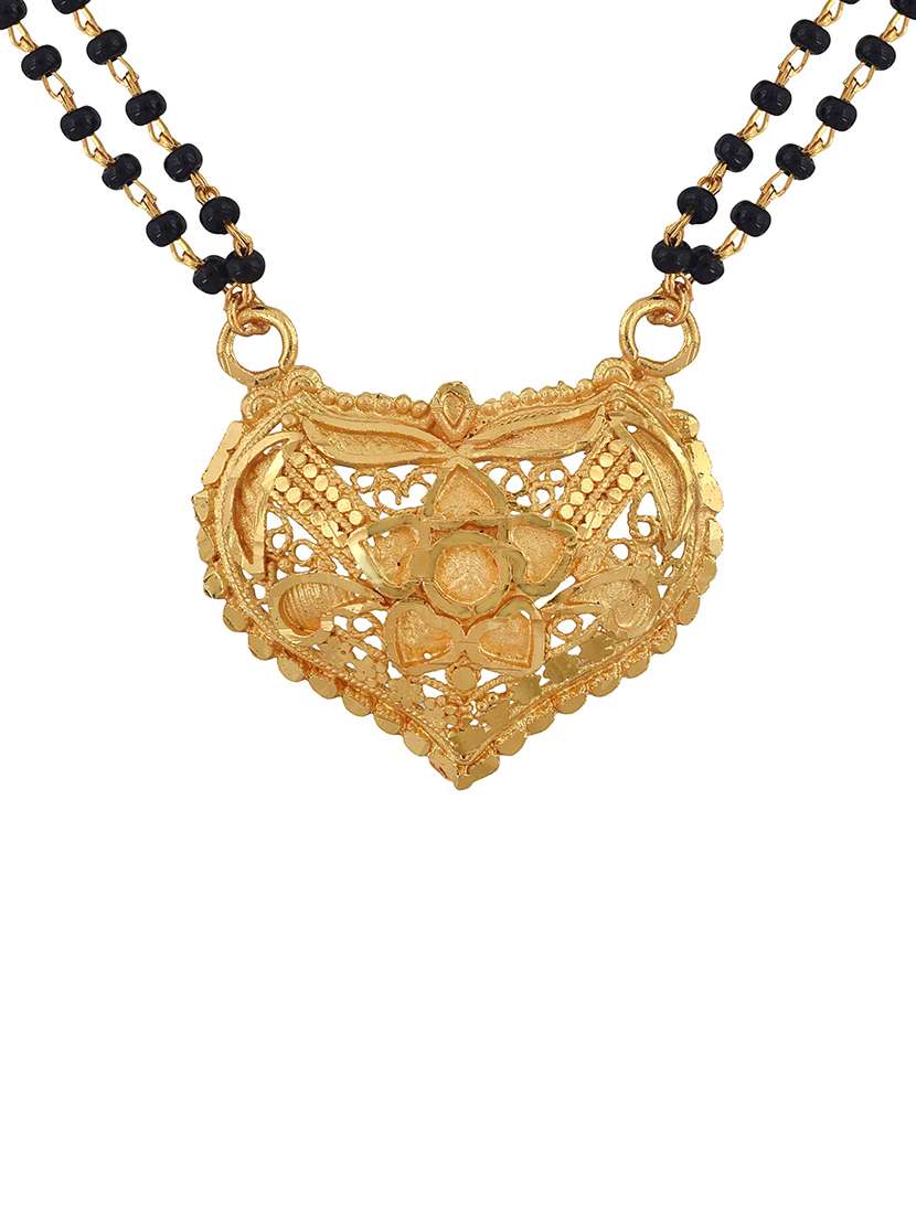 elegant black beaded mangalsutra with gold pendant - 21674022 -  Standard Image - 2
