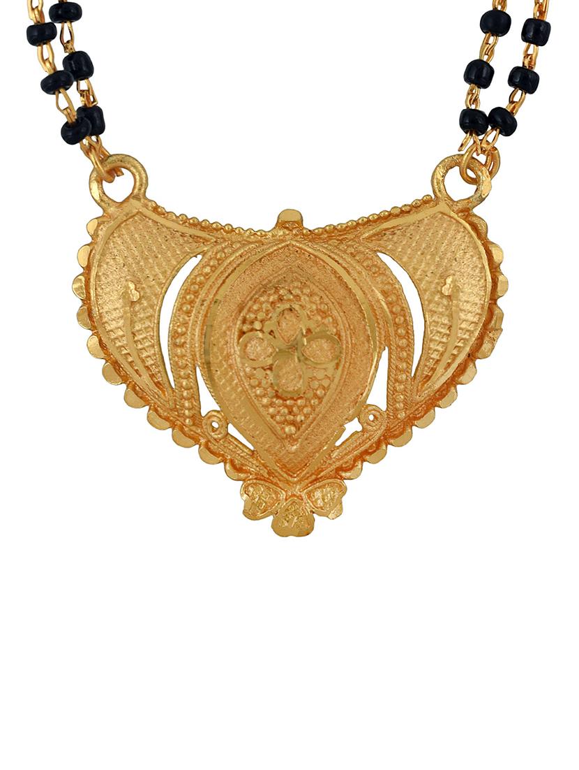 elegant black beaded mangalsutra with gold pendant - 21674023 - Standard Image - 2