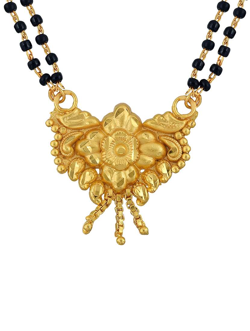 elegant black beaded mangalsutra with gold pendant - 21674024 -  Standard Image - 2