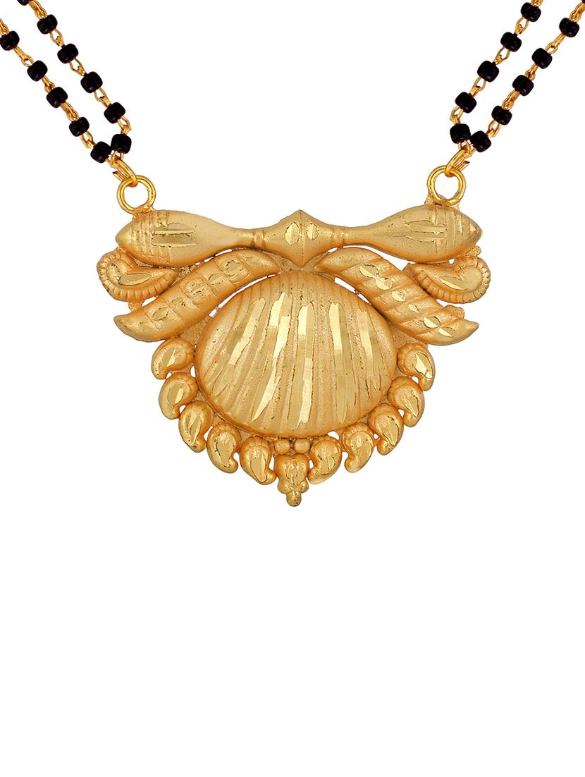 elegant black beaded mangalsutra with gold pendant - 21674025 - Standard Image - 2