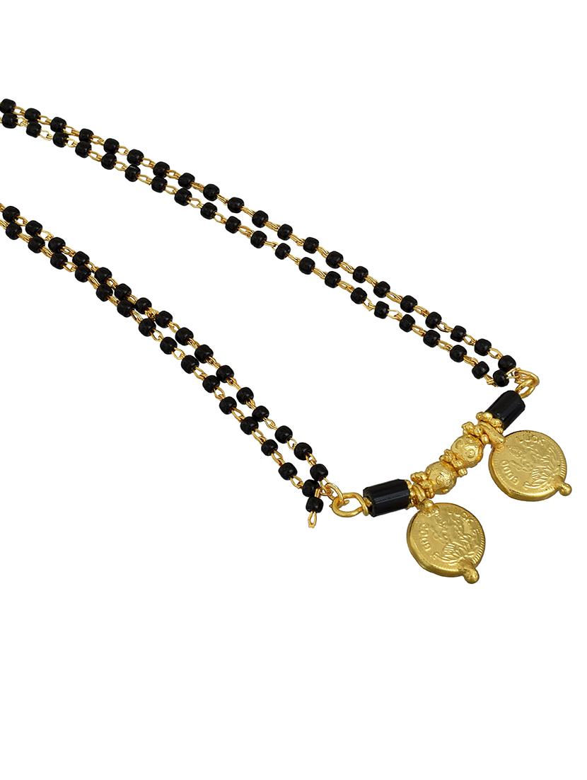 elegant black beaded mangalsutra with gold pendant - 21674026 - Standard Image - 2