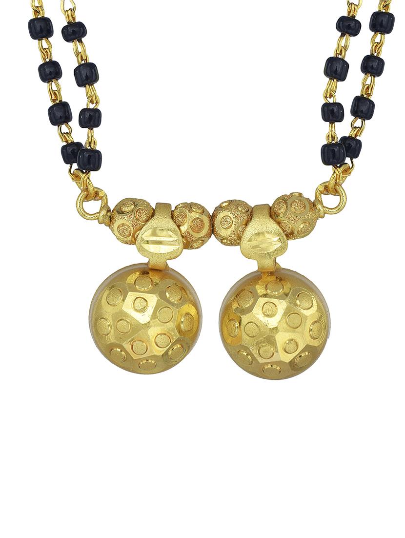 elegant black beaded mangalsutra with gold pendant - 21674027 - Standard Image - 2