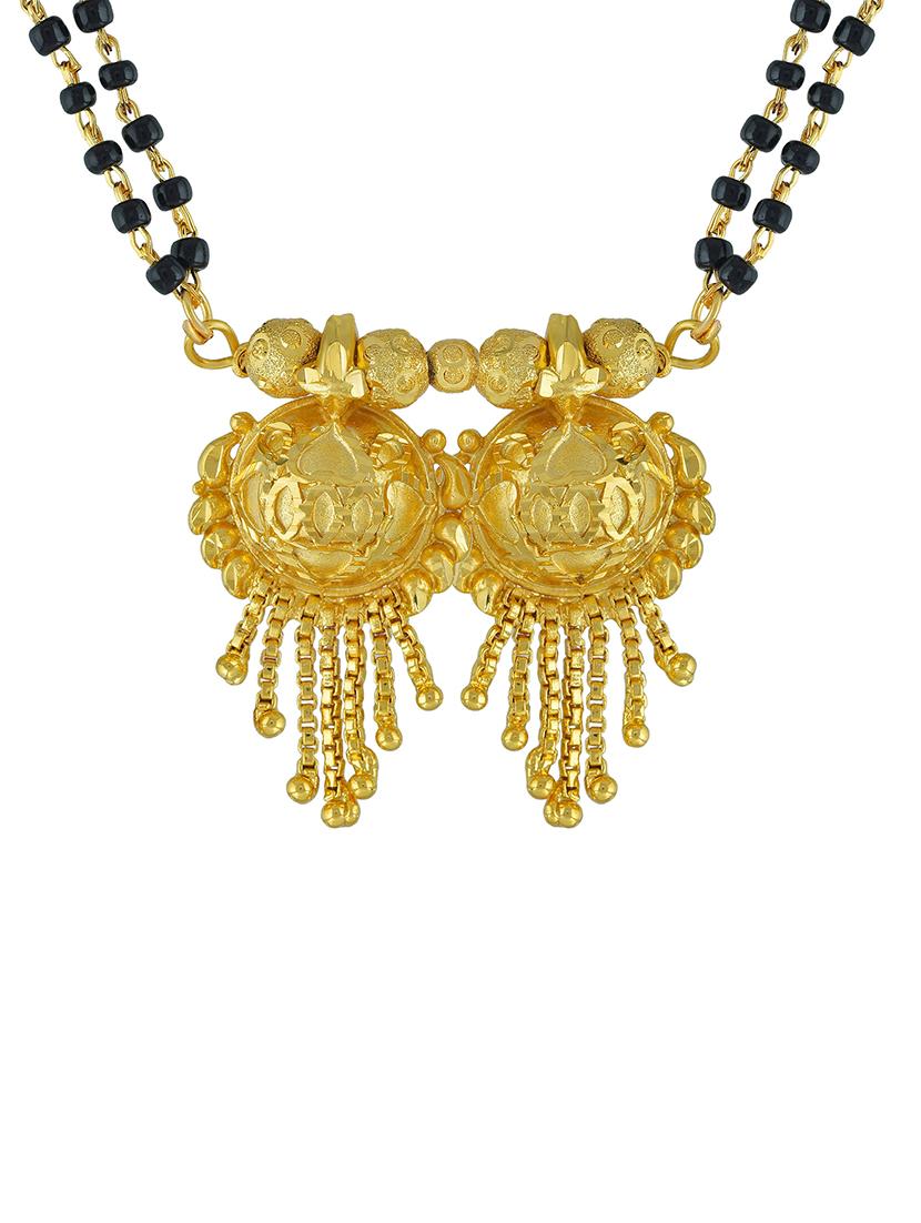 elegant black beaded mangalsutra with gold pendant - 21674029 - Standard Image - 2