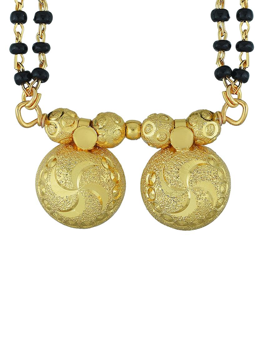 elegant black beaded mangalsutra with gold pendant - 21674030 - Standard Image - 2