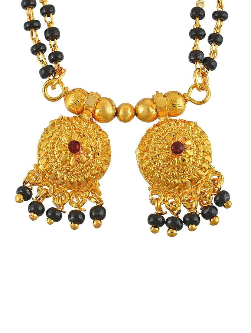 elegant black beaded mangalsutra with gold pendant - 21674031 - Standard Image - 2