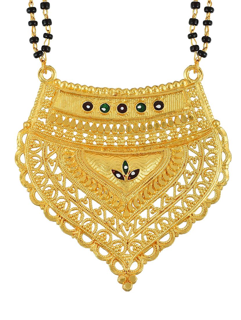 elegant black beaded mangalsutra with gold pendant - 21674032 - Standard Image - 2