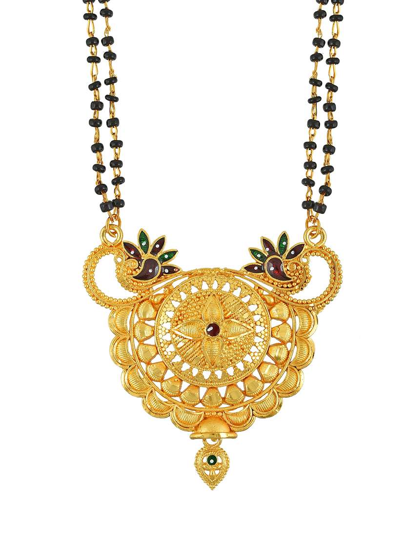 elegant black beaded mangalsutra with gold pendant - 21674033 -  Standard Image - 2