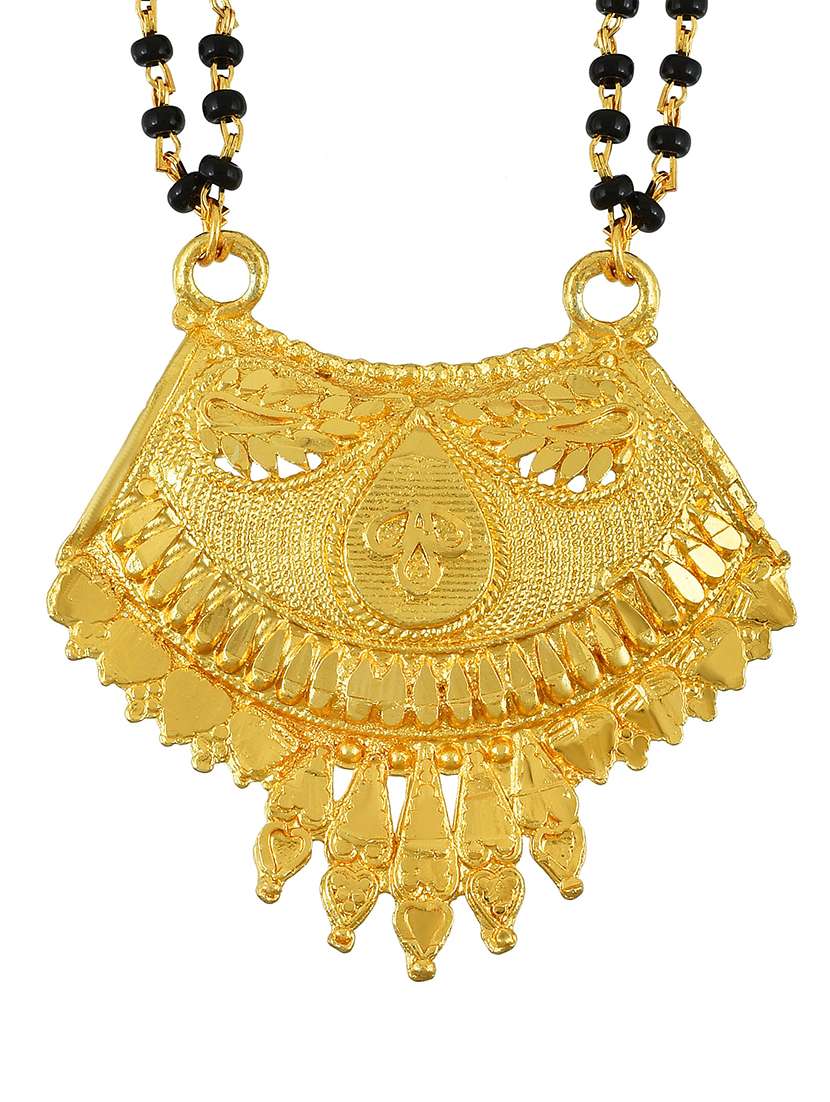 elegant black beaded mangalsutra with gold pendant - 21674034 -  Standard Image - 2