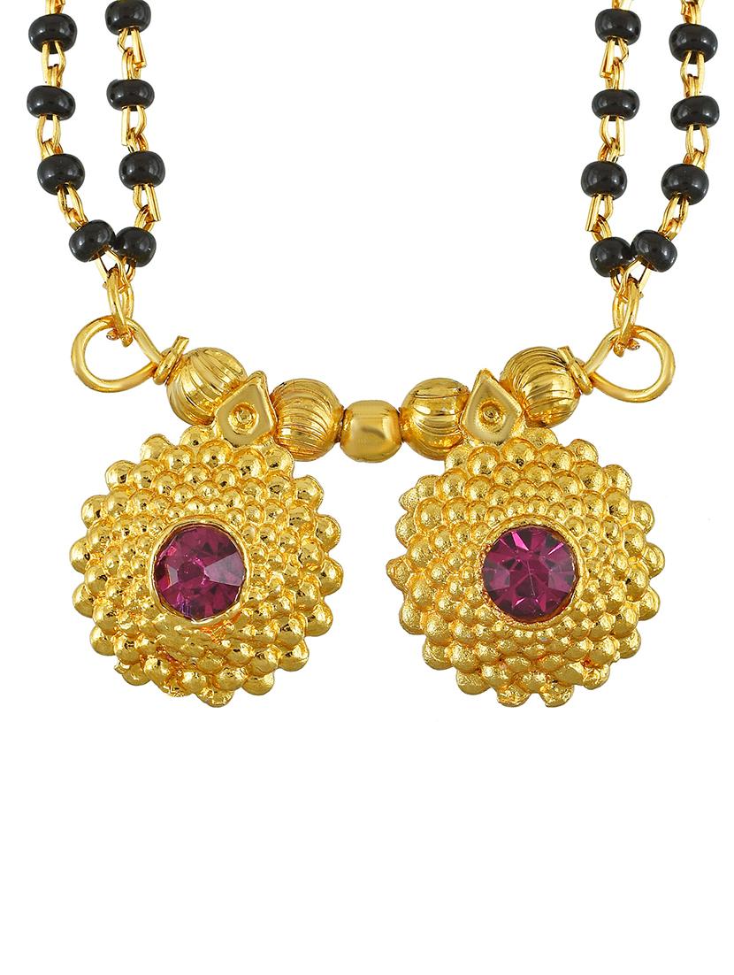 elegant black beaded mangalsutra with gold pendant - 21674037 - Standard Image - 2
