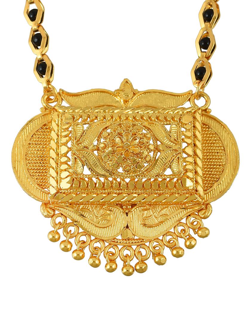 elegant black beaded mangalsutra with gold pendant - 21674039 - Standard Image - 2