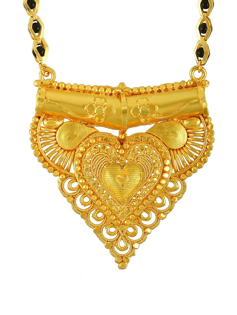 elegant black beaded mangalsutra with gold pendant - 21674040 - Standard Image - 2