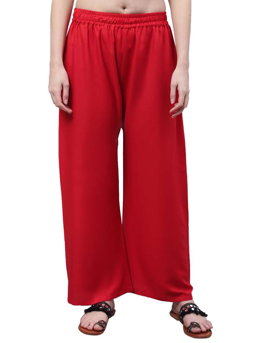 women solid straight fit palazzo