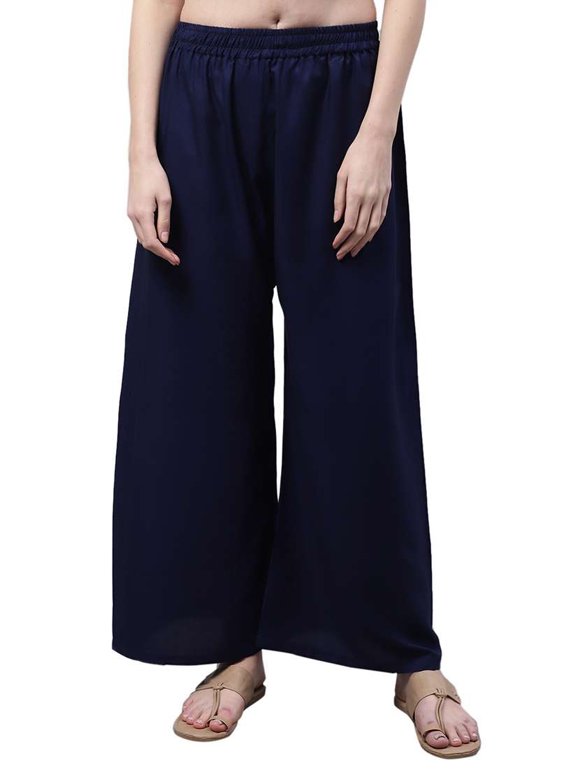 women solid straight fit palazzo