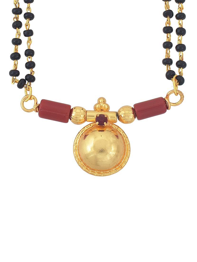 elegant black beaded mangalsutra with gold pendant - 21674312 - Standard Image - 2