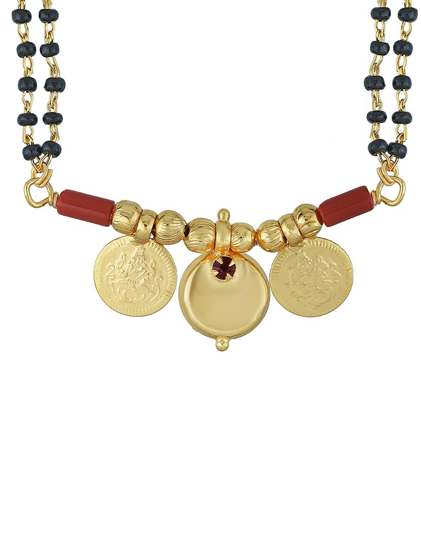 elegant black beaded mangalsutra with gold pendant - 21674315 - Standard Image - 2