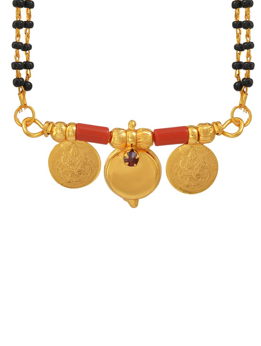 elegant black beaded mangalsutra with gold pendant - 21674319 - Standard Image - 2
