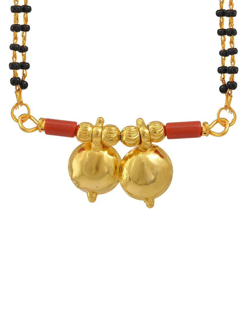 elegant black beaded mangalsutra with gold pendant - 21674320 - Standard Image - 2