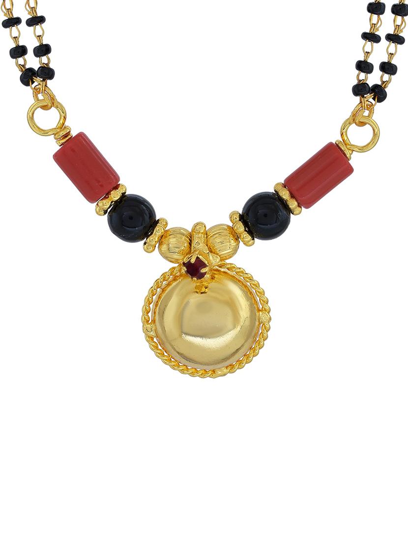 elegant black beaded mangalsutra with gold pendant - 21674321 - Standard Image - 2