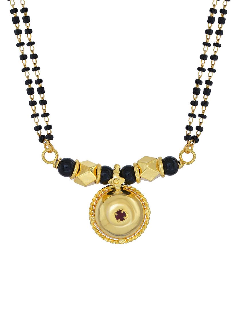 elegant black beaded mangalsutra with gold pendant - 21674322 - Standard Image - 2