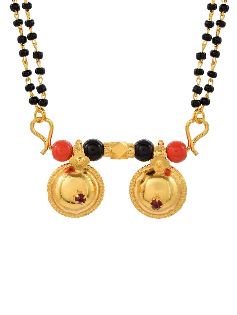 elegant black beaded mangalsutra with gold pendant - 21674324 -  Standard Image - 2