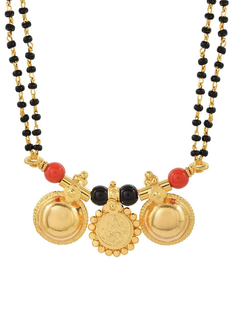 elegant black beaded mangalsutra with gold pendant - 21674325 - Standard Image - 2