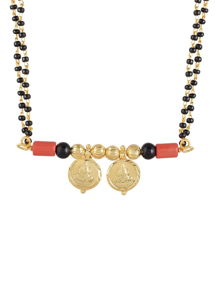 elegant black beaded mangalsutra with gold pendant - 21674326 - Standard Image - 2