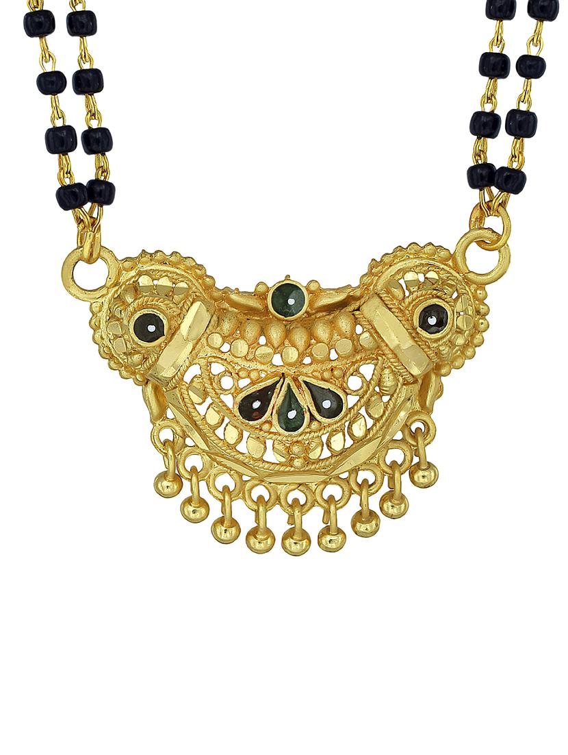 elegant black beaded mangalsutra with gold pendant - 21674328 - Standard Image - 2