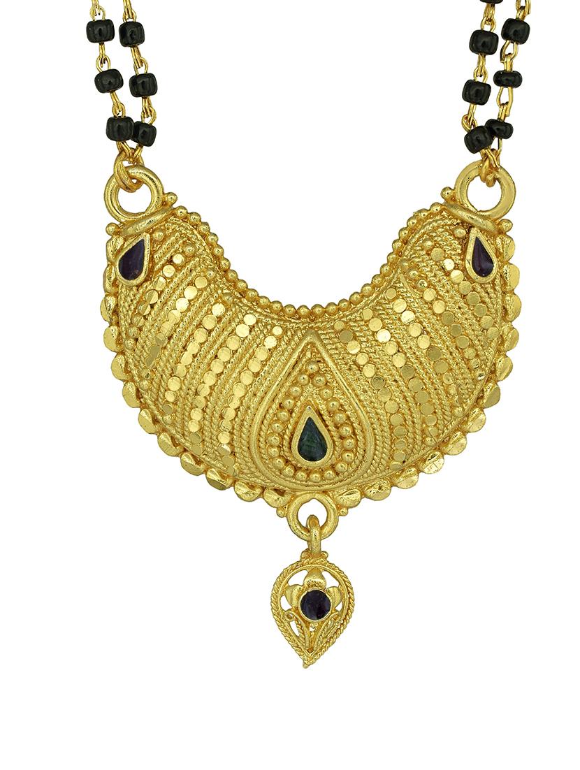 elegant black beaded mangalsutra with gold pendant - 21674329 - Standard Image - 2