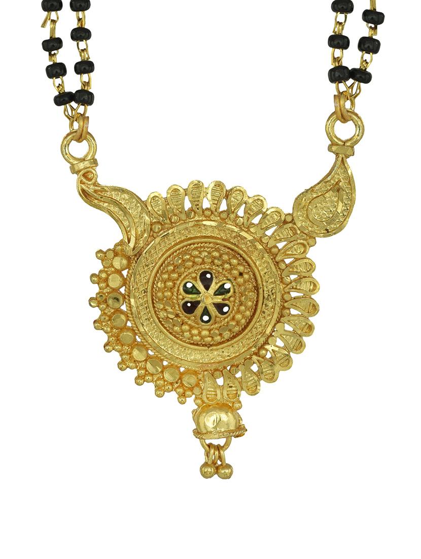 elegant black beaded mangalsutra with gold pendant - 21674494 - Standard Image - 2